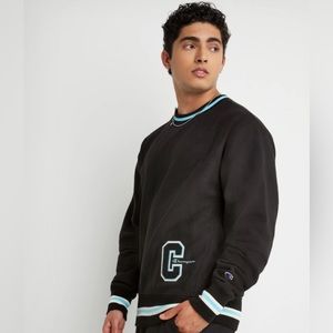 Champion Varsity Premium Reverse Weave Crew, Chenille C Applique With Script L